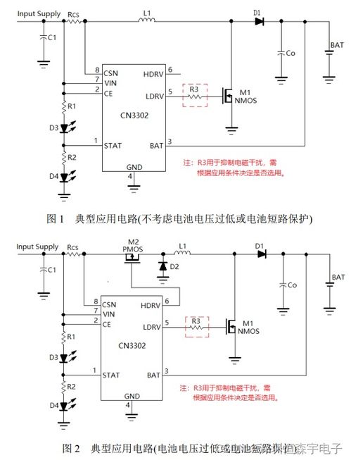 CN3302 PFM升压型双节电池充电控制集成电路 外置MOS管设计与应用解析